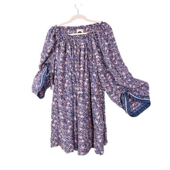 Natalie Martin Jessica Silk Off-the-Shoulder Boho Tent Dress Medium #9924 - Picture 4 of 12